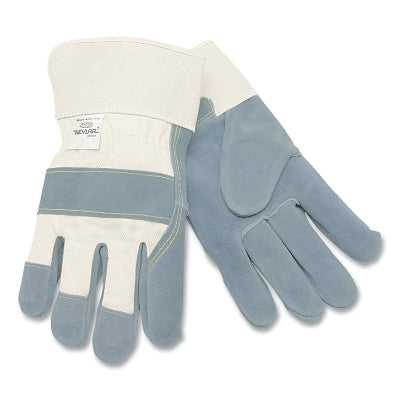 MCR Safety 1500KM Select Shoulder Split Cow Gloves, Medium, Gray/White Fabric