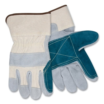 MCR Safety 16012XL Sidekick Double Select Side Leather Gloves, X-Large, Gray/White/Dark Green