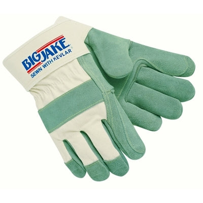 MCR Safety 1711 Big Jake Premium A+ Side Leather Double-Palm Work Gloves, XL, 2-3/4 in Cuff, Jersey Palm Lining, Double Index/Thumb