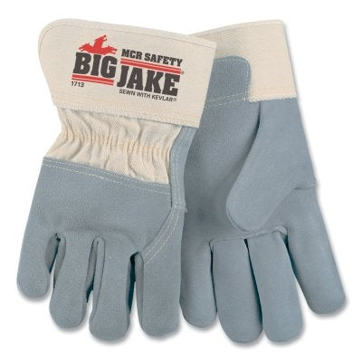 MCR Safety 1713 Big Jake Premium A+ Side Leather 3/4 Back/Single-Palm Work Gloves, XL, 2-3/4 in Cuff, Jersey Palm Lining