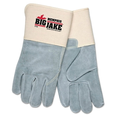 MCR Safety 1718 Big Jake Premium A+ Side Leather Palm/Full Leather Back Work Gloves, XL, 4-1/2 in Cuff, Jersey Palm Lining