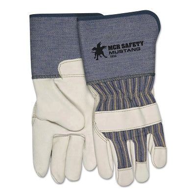 MCR Safety 1936M Premium Grain-Leather Palm Gloves, Medium, Grain Cowhide