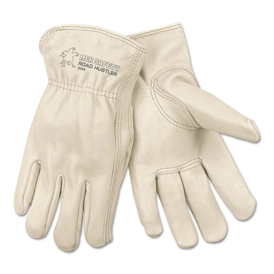 MCR Safety 3200S Unlined Drivers Gloves, Premium Grade Cowhide, Small, Keystone Thumb, Beige