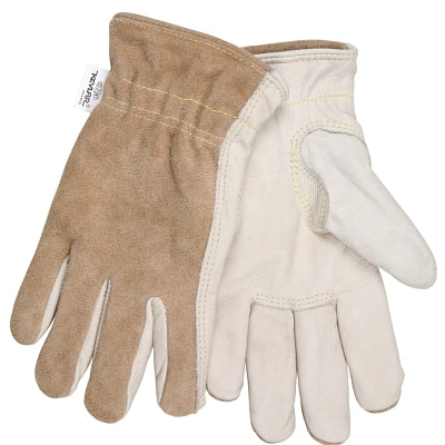 MCR Safety 3204KL Split Leather Back Drivers Gloves, Large, Brown/Tan