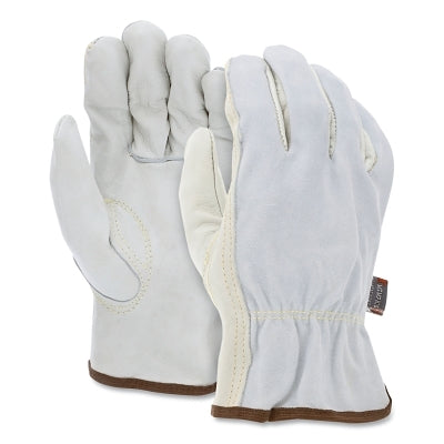 MCR Safety 32057L Select Grain Cow Leather Drivers Gloves, 9.68 in L, Large, Beige