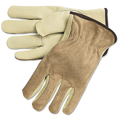 MCR Safety 3205XXL Unlined Drivers Gloves, Cow Grain Leather, XX-Large, Keystone Thumb, Beige/Brown