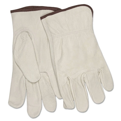 MCR Safety 32113L Unlined Drivers Gloves, Cow Grain Leather, Large, Keystone Thumb, Beige/Brown