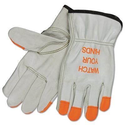 MCR Safety 3213HVIXXL "Watch Your Hands" Drivers Gloves, XX-Large, Beige/Hi-Vis Orange/Yellow