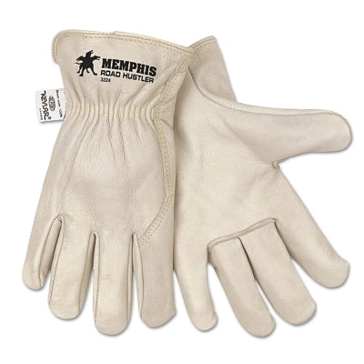 MCR Safety 3224XL Road Hustler Drivers Gloves, Cow Grain Leather, Extra Large, Beige