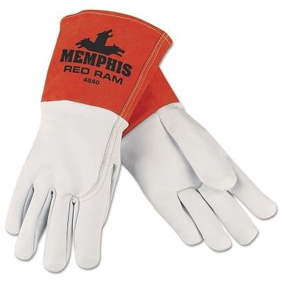 MCR Safety 4840L Goat Mig/Tig Welders Gloves, Prem Grade Goatskin/Split Cowhide, Large, White