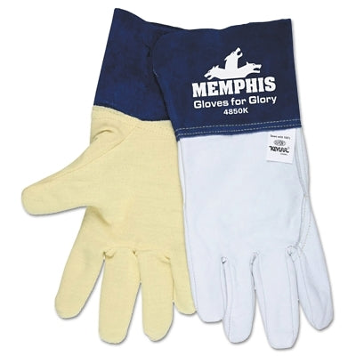MCR Safety 4850KXXL Gloves for Glory, 2X-Large, Grain Goatskin/Cowhide, White/Blue