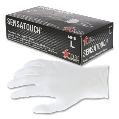 MCR Safety 5015XL SENSAGUARD Powder-Free Vinyl Disposable Gloves 5 mil X-Large Clear