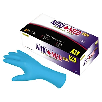 MCR Safety 6032L Nitrile Disposable Gloves NitriShield Rolled Cuff Unlined Large Blue 8 mil Thick Powder Free Industrial Grade