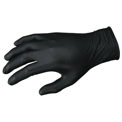 MCR Safety 6016BXL NitriShield with Grippaz Technology Nitrile Glove, Rolled Cuff, Unlined, X-Large, Black, 6 mil