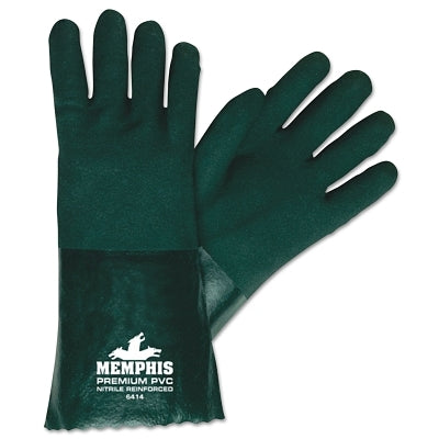 MCR Safety 6414 Premium Double-Dipped PVC Gloves Large Dark Green