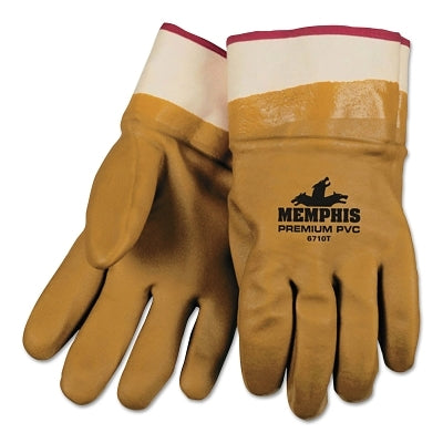 MCR Safety 6710T Foam Lined Gloves, PVC, Safety, Orange/Sandy, Large