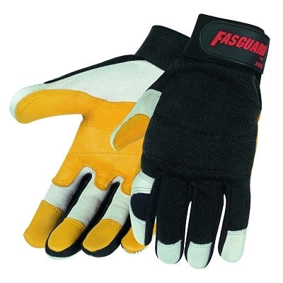 MCR Safety 906L Fasguard Multi-Task Gloves, Black/Beige/White, Large