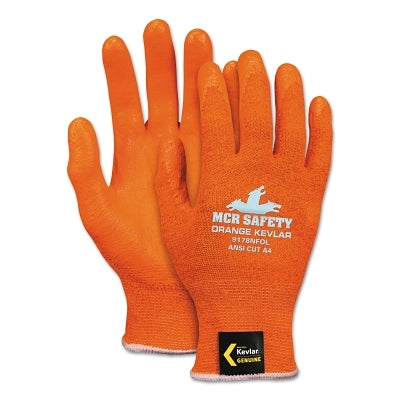 MCR Safety 9178NFOS Kevlar Hi-Vis Nitrile Foam Palms Small Orange