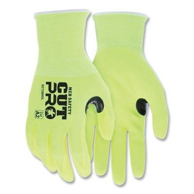 MCR Safety 92728HVXS Cut Pro 18 Gauge HyperMax Shell Hi-Vis Cut Resistant Gloves, Nitrile Foam, X-Small, Hi-Vis Lime