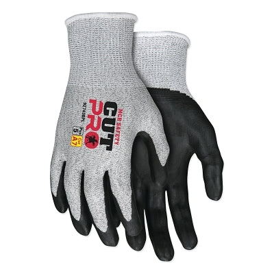 MCR Safety 92743BPS CutPro 92743BP 13-ga HyperMax Bi-Polymer Coated Gloves Small Salt-and-Pepper/Black