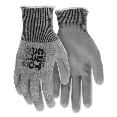 MCR Safety 92752PUXS CutPro 92752PU 13-ga HyperMax PU Coated Gloves, X-Small, Salt-and-Pepper/Gray