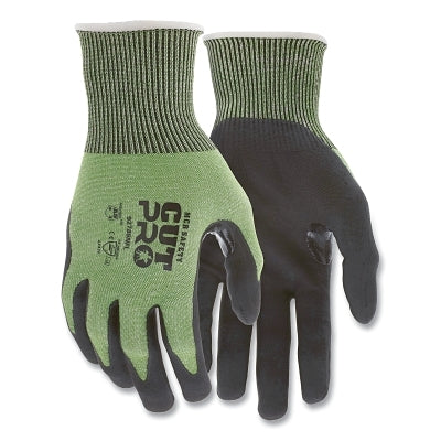 MCR Safety 92785NFL Cut Pro HyperMax Cut Resistant Gloves, Large, Black/Green