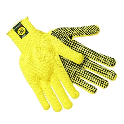 MCR Safety 9365L Kevlar Gloves, Large, Yellow, PVC Dots 1 Side