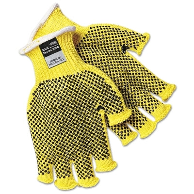 MCR Safety 9369M PVC Dotted Kevlar String Knit Gloves, Medium, Knit-Wrist, Yellow, Dots 2 Side