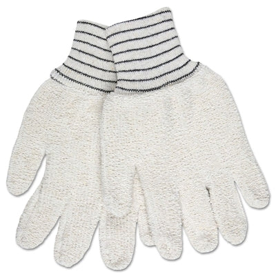 MCR Safety 9402KM Terrycloth Reversible Work Gloves Small Natural Striped Knit-Wrist Cuff 18 oz Cotton/Polyester