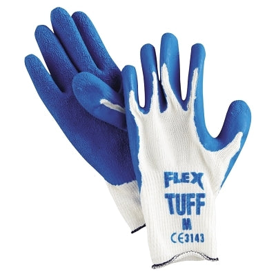 MCR Safety 9680M Flex Tuff Latex Dipped Gloves Medium Blue/White