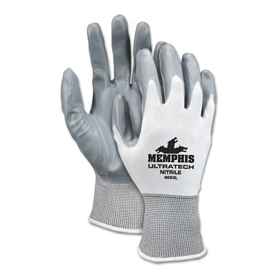 MCR Safety 9683S Ultra Tech Nitrile Coated Gloves Small Gray/White