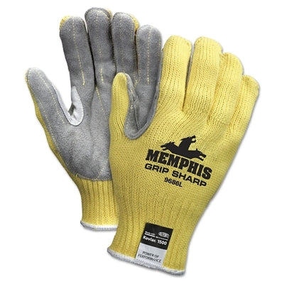 MCR Safety 9686L Grip Sharp Gloves, Large, Gray/White/Yellow