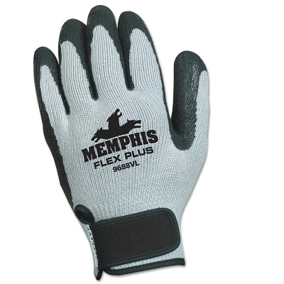 MCR Safety 9688VL Flex Tuff-II Latex Coated Gloves, Large, Gray/Black