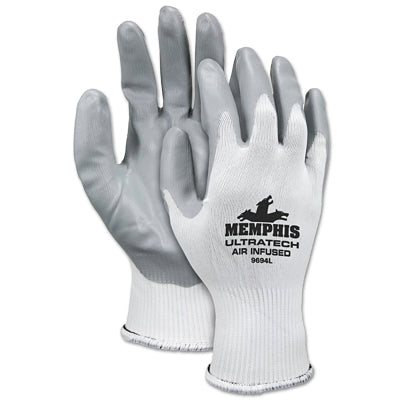 MCR Safety 9694L UltraTech Air Infused Nitrile Coated Gloves Large Gray/White