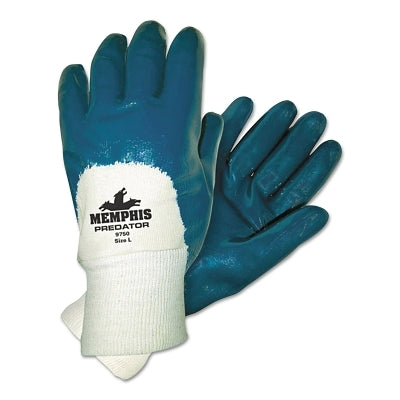 MCR Safety 9750 Predator Nitrile Coated Gloves, Large, Blue, Dipped, Palm Coated, Supported
