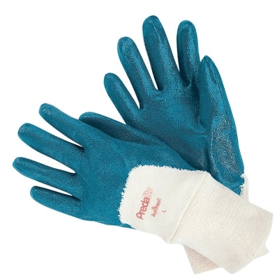 MCR Safety 9780L 9780 Predalite Light Nitrile Coated Palm Gloves Large Blue/White