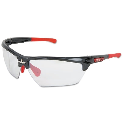 MCR Safety DM1310P Dominator DM3 Safety Glasses, Polycarbonate Clear Lens, MAX3, Gun Metal Polycarbonate/Red TPR