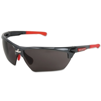 MCR Safety DM1312P Dominator DM3 Safety Glasses, Polycarbonate Gray Lens, MAX3, Gun Metal Polycarbonate/Red TPR