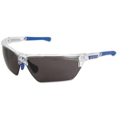 MCR Safety DM1322PF Dominator DM3 Safety Glasses, Polycarbonate Gray Lens, MAX6, Clear Polycarbonate/Blue TPR
