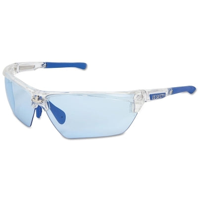 MCR Safety DM1323PF Dominator DM3 Safety Glasses Polycarbonate Light Blue Lens MAX6 Clear Polycarbonate/Blue TPR