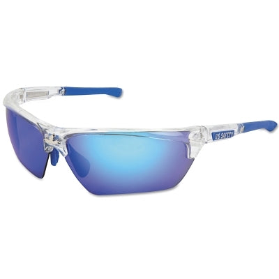 MCR Safety DM1328BZ Dominator DM3 Safety Glasses Polycarbonate Polarized Blue Diamond Mirror Lens Duramass Clear Polycarbonate/Blue TPR