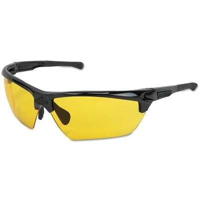 MCR Safety DM1334PF Dominator DM3 Safety Glasses, Polycarbonate Amber Lens, MAX6, Black Polycarbonate/TPR