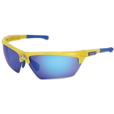 MCR Safety DM1348B Dominator DM3 Safety Glasses, Blue Diamond Mirror Lens, Duramass, Yellow Polycarbonate/Blue TPR