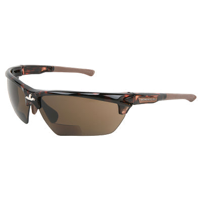 MCR Safety DM13H15PF Dominator DM3 Safety Glasses, Polycarbonate Clear Lens, MAX6, Tortoiseshell Polycarbonate/Brown TPR, 1.5 Diopter
