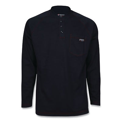 MCR Safety H1GS MCR Safety Flame Resistant Long Sleeve H1 Henley Shirt, Max Comfort Interlock Knit Shell, Gray, Small