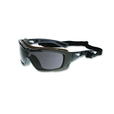 MCR Safety HB512PF Hydroblast HB5 Safety Goggles, Univ, Polycarbonate Charcoal Frame, Gray Lens, MAX6 Anti-Fog Coating, Adj Elastic Strap