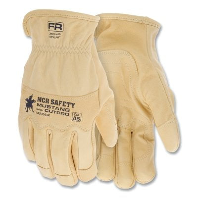 MCR Safety MU3664S Mustang HiDex Premium Goatskin Drivers Utility Work Gloves Small Unlined Honey Gold