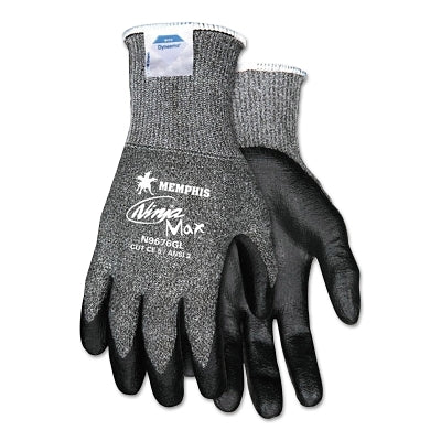 MCR Safety N9676GM Ninja Max Bi-Polymer Coated Palm Gloves Medium Black/Gray