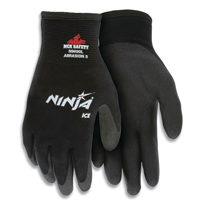 MCR Safety N9690M Ninja Ice HPT Palm/Fingertip Coated Insulated Work Gloves Medium Black