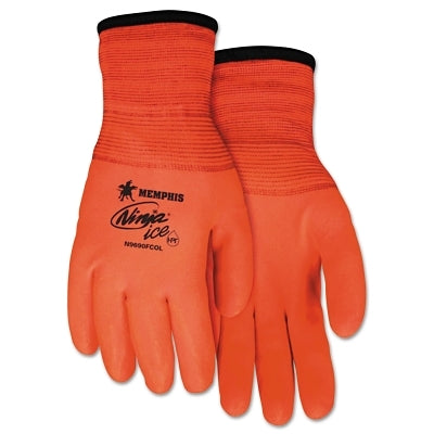 MCR Safety N9690FCOL Ninja Ice HPT Fully Coated Insulated Work Gloves, Large, Hi-Viz Orange
